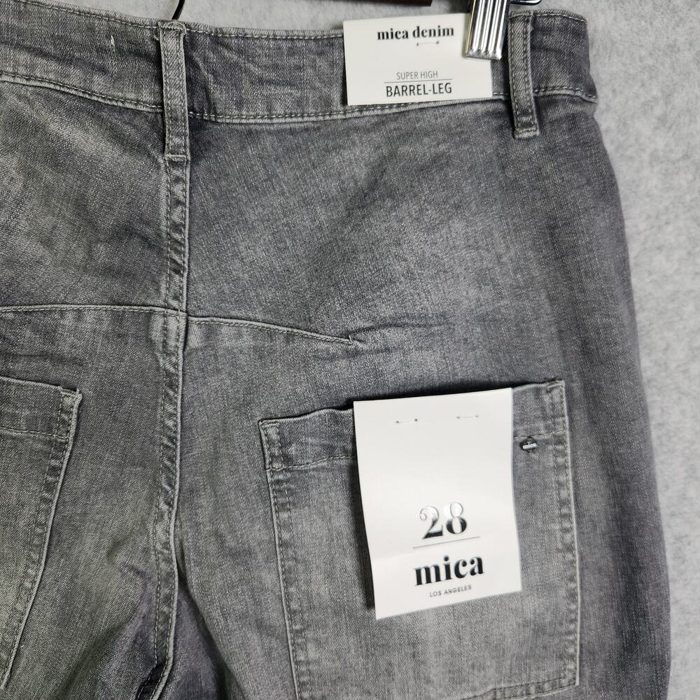 NWT Mica Denim Super High Barrel Wide Leg Ankle Jeans Grey Sz 28 Pockets Preppy - Picture 8 of 15